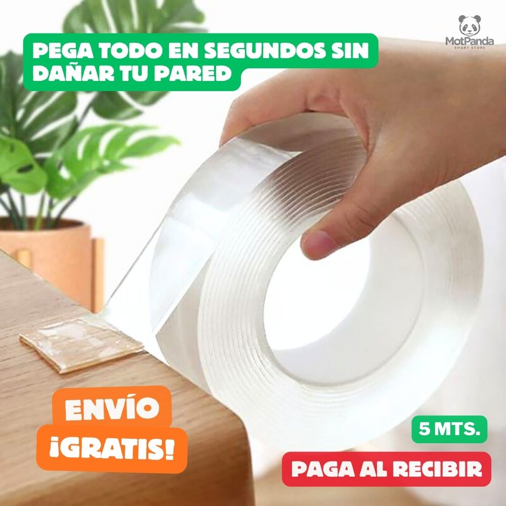 CINTA MÁGICA DOBLE FAZ 5Mt  PEGA TODO EN SEGUNDOS Sin dañar tu pared