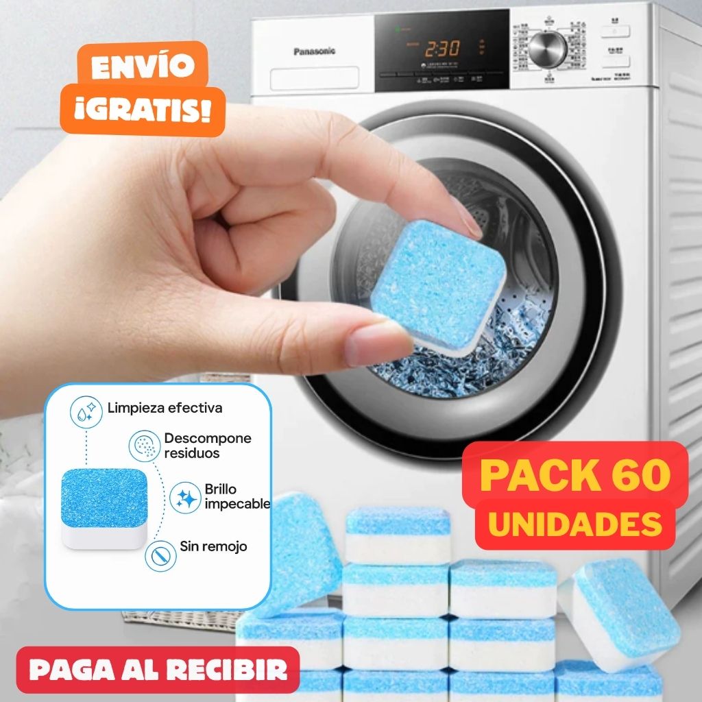 ⭐ TurboClean Tabs Pro™ LAVADORA LIMPIA Y ROPA SIN OLOR Pack 60 Pastillas • Potencia tu lavadora y alarga su vida útil