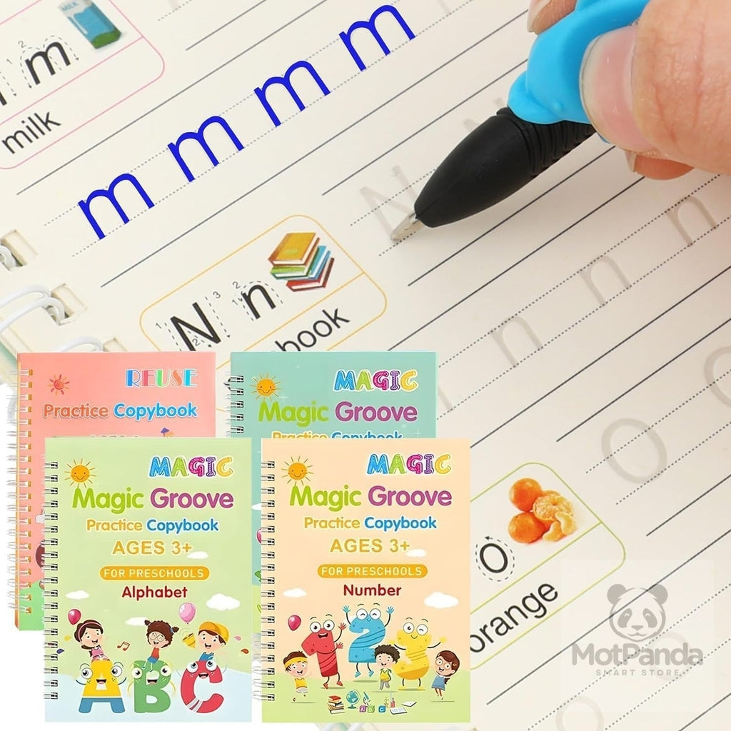 Kit 4 Cuadernos de Caligrafía Reutilizables + Estimula el Aprendizaje Tu hijo escribe con más confianza en días