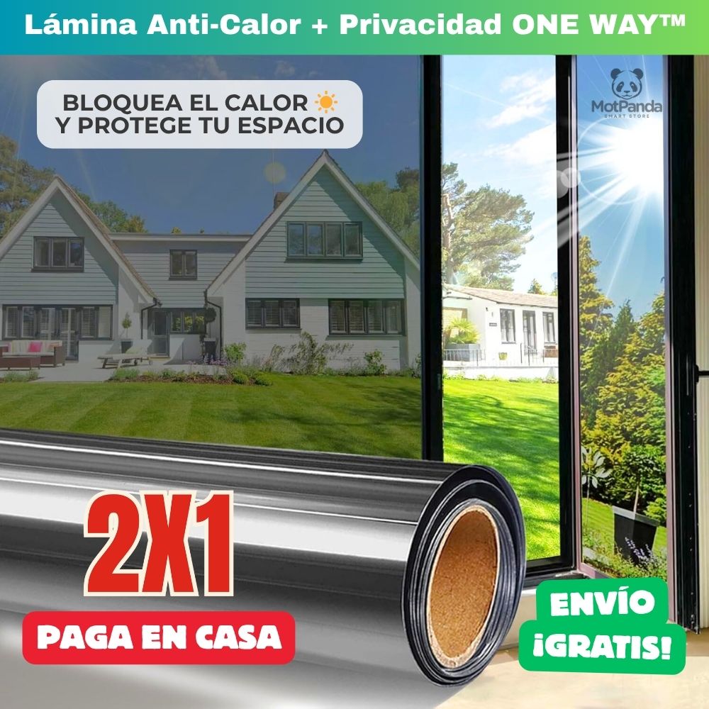 2X1 LÁMINA ANTI-CALOR + PRIVACIDAD ONE WAY™ ( 1 MT x 60 CM c/u) - Vive Fresco, Vive Seguro