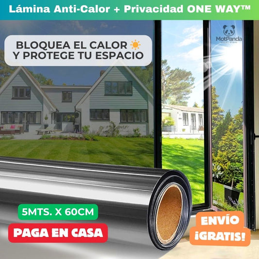 LÁMINA ANTI-CALOR + PRIVACIDAD ONE WAY™ (5 MT x 60 CM) - Menos Calor + Seguridad