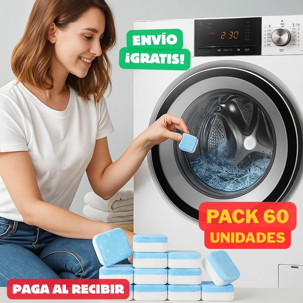 ⭐ TurboClean Tabs Pro™ LAVADORA LIMPIA Y ROPA SIN OLOR Pack 60 Pastillas • Potencia tu lavadora y alarga su vida útil